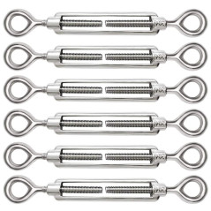 6 Pièces Tendeur Cable M5 Tendeur Cable Inox 304 Réglable Oeil de Ridoir et Oeil pour Tendeur de Fil Cable Acier Corde Crochet T