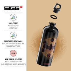 Sigg - Gourde Aluminium - Traveller Batman Classic Gold (The Batman) - Certifiée Neutre En CO2 - Convient Aux Boissons Gazeuses 