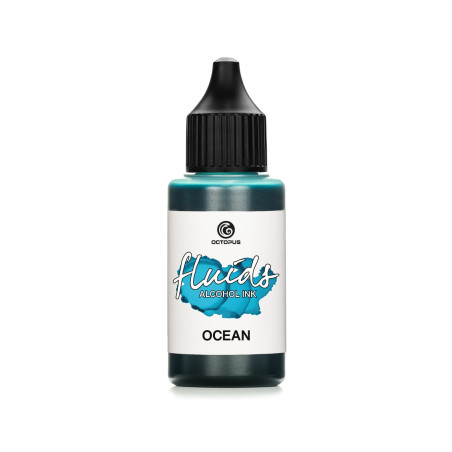 30ml Fluids Alcohol Ink BLUE OCEAN, Encre à alcool pour Fluid Art et Resin Art, bleu