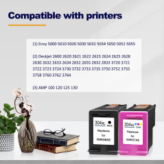 LAIPENG 304XL 304 XL Cartouche d'encre Remanufacturées pour HP Envy 5000 5010 5030 5032 DeskJet 2600 2620 2622 2630 2633 3720 37