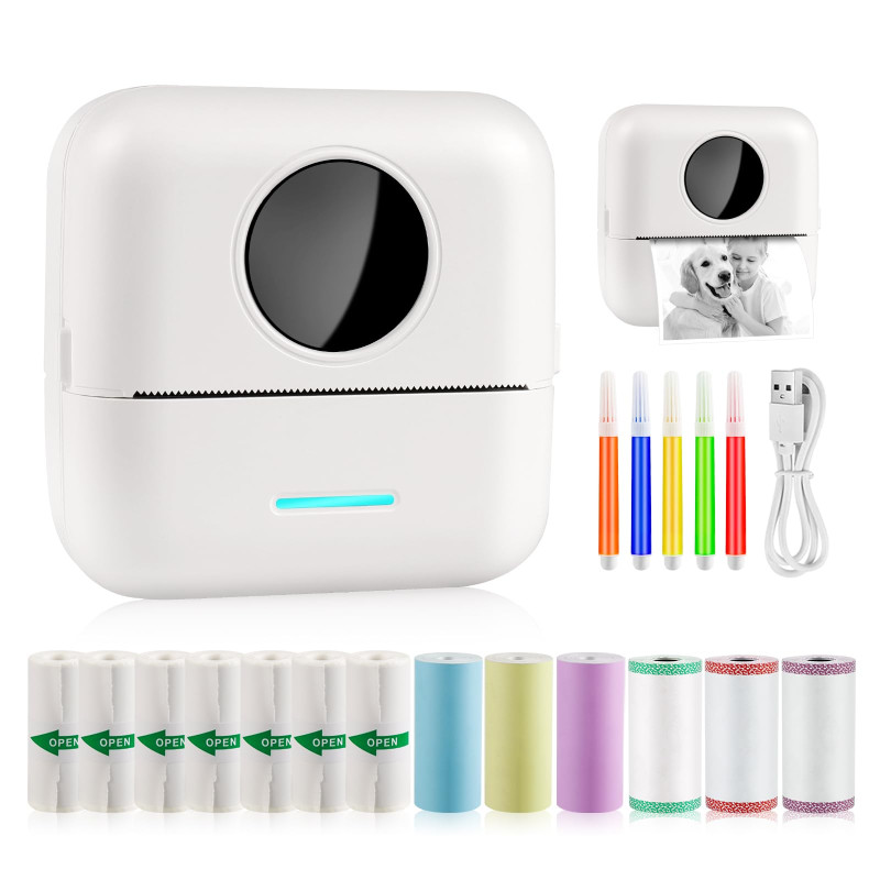 GuKKK Imprimante Photo Portable, Mini Instantané sans Fil, Thermique BT Mobile pour Liste d'étiquettes, Reçu, Mémos GuKKK Imprimante Photo Portable, Mini Instantané sans Fil, Thermique BT Mobile pour Liste d'étiquettes, Reçu, Mémos