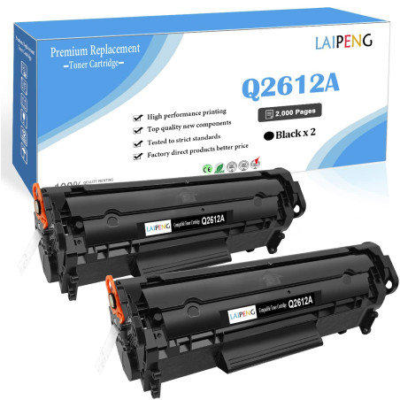 LAIPENG 12A Q2612A Cartouche Toner Compatible pour HP LaserJet 1010 1012 1015 1018 1020 1020 Plus 1022 3015 3020 3030 3050 3052 