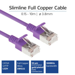 ACT DC7303 Câble réseau CAT6a U/FTP LSZH LAN fin 3,8 mm flexible sans accroc avec connecteur RJ45 pour utilisation dans les cent