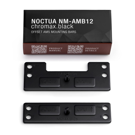 Noctua NM-AMB12 chromax.Black, Barres de Fixation avec Déport pour AMD AM5 avec Amélioration des Performances de Refroidissement
