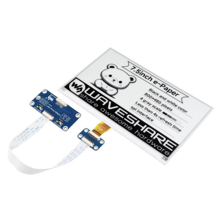 Waveshare 7.5 inch E-Paper Display Hat V2 for Home Assistant & ESPHome Projects 800x480 3.3v/5v E-Ink Electronic Screen with Emb