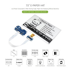 Waveshare 7.5 inch E-Paper Display Hat V2 for Home Assistant & ESPHome Projects 800x480 3.3v/5v E-Ink Electronic Screen with Emb