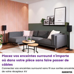 Marmitek Transmetteur audio sans fil - Surround Anywhere 221 - Rendez vos haut-parleurs arrière - Sans retard ni perte de qualit