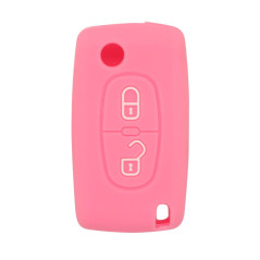 BROVACS Coque de protection en silicone compatible avec Peugeot Citroën CV4302 à 2 boutons Rose