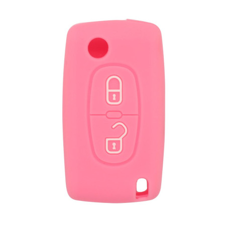BROVACS Coque de protection en silicone compatible avec Peugeot Citroën CV4302 à 2 boutons Rose