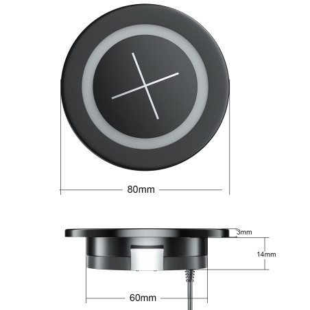 Chargeur sans Fil Qi pour Les Meubles Chargeur Induction encastrable compatibles Qi avec Un diamètre de 60mm 2.36 "Trou d'insert