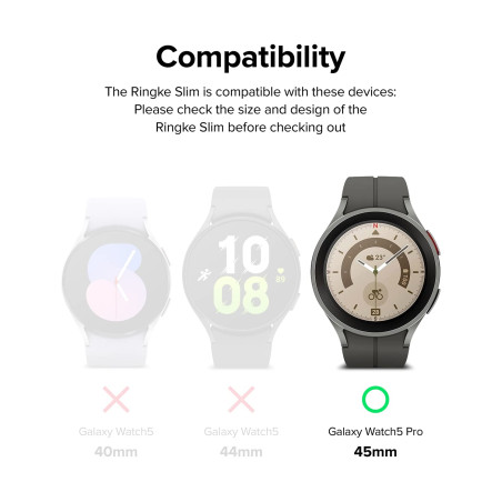 Ringke Coque Compatible avec Samsung Galaxy Watch 5 Pro 45mm [Slim] Transparente Solide Rigide Bumper pour Samsung Watch 5 Pro 4