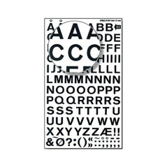 Apli DD63F - Lettres transfert majuscules noires 10 mm -129 caractères
