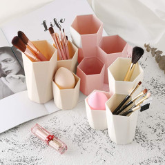 AhfuLife Pot Créatif Hexagonal Multifonction pour Ranger Pinceaux de Maquillage, Pinceaux, Stylos, Papeterie - Décoration de Bur