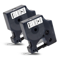 Labelwell 2x 12mm 45013s Noir sur Blanc Remplacement Rubans Compatible pour Dynmo D1 45013 S0720530 pour Dynmo LabelManager 160