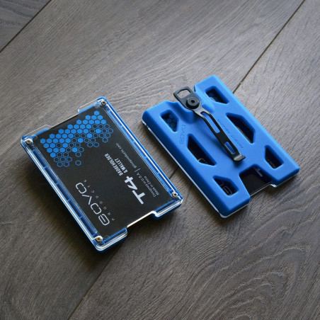 GOVO - Porte-badge en polycarbonate durable pouvant contenir 1 à 4 cartes bleu