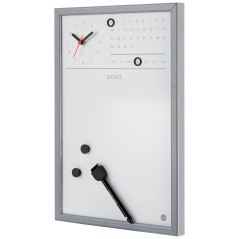 Bi-Office Tableau magnétique effaçable à sec avec Horloge/Planificateur Hebdomadaire 30 x 45 cm Gris