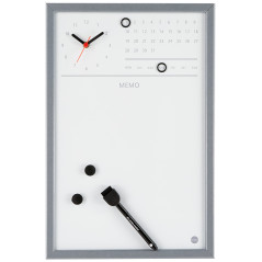 Bi-Office Tableau magnétique effaçable à sec avec Horloge/Planificateur Hebdomadaire 30 x 45 cm Gris
