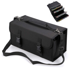 Btsky Organiseur 120 emplacements Très grande capacité en toile Avec bandoulière pour marqueurs multicolores et Rouge à lèvres,