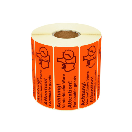 Prolac Étiquettes d'expédition - Attention ! Marchandise périssable - Étiquettes autocollantes avec forte adhérence dans un form