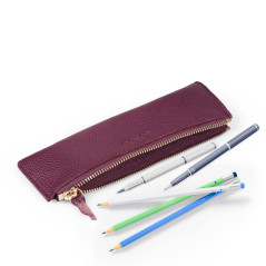 Londo Trousse en Cuir Véritable avec Fermeture Éclair – Étui à Crayons Élégant, Pochette Multifonction pour Bureau, Voyage & Quo