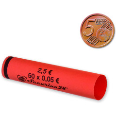 Securina24 Tubes pour pièces de Monnaie 1 Centime à 2 Euros, ou 119 pièces mélangées (112 x 5 centimes)