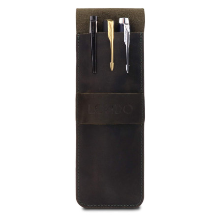 Londo Étui en Cuir Véritable pour Stylos et Crayons avec Fermeture – Trousse à Stylos, Pochette de Fournitures de Bureau et Voya