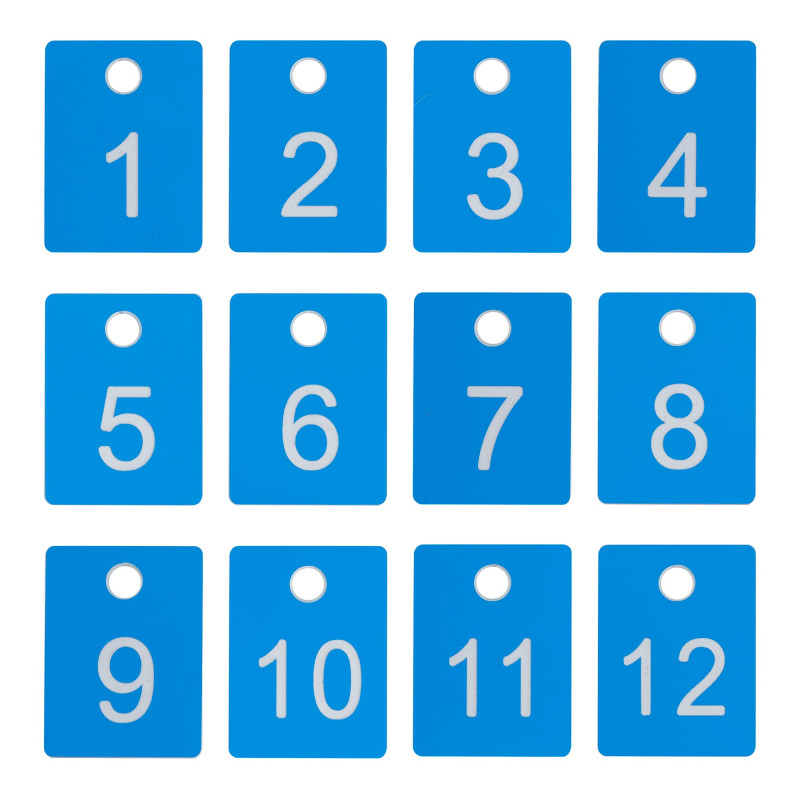 StayMax Étiquettes rectangulaires en plastique ABS avec trou numérotées de 1 à 50 Bleu StayMax Étiquettes rectangulaires en plastique ABS avec trou numérotées de 1 à 50 Bleu
