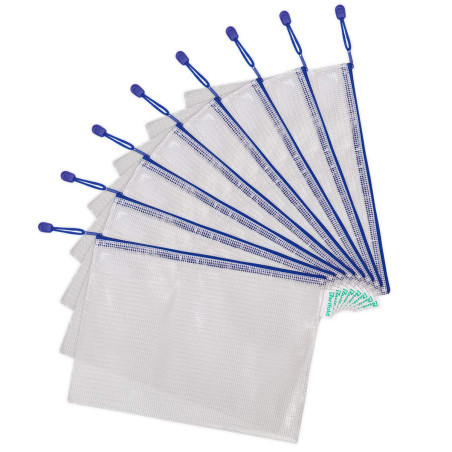 Tarifold Fr 509001- Lot de 8 Pochettes Plastique A4 Zip, Fermeture éclair Document Chemises transparentes Dossier pour Bureaux,