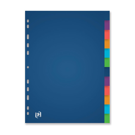 OXFORD Intercalaires Neutres A4XL 12 Positions Polypro Translucide Epaisseur 30/100ème Coloris Assortis