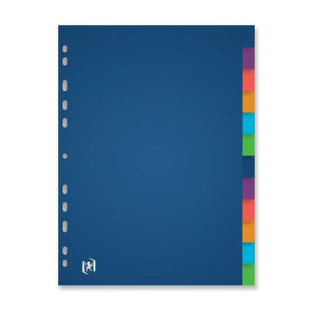 OXFORD Intercalaires Neutres A4XL 12 Positions Polypro Translucide Epaisseur 30/100ème Coloris Assortis