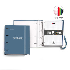 Miquelrius - Classeur A4 à 4 Anneaux + Recharge 100 Feuilles A4, Petits carreaux 5 mm, Papier 90 g/m², Fermeture Caoutchouc, Fou