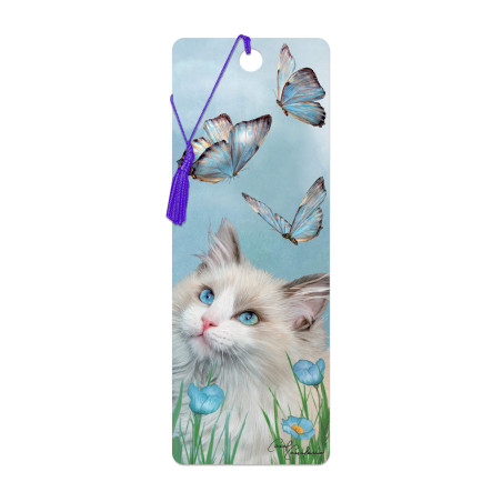 3D LiveLife Marque-page - Ragdoll & Papillons de Deluxebase. Marque page Chat avec illustrations 3D lenticulaires sous licence d