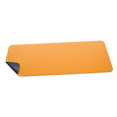 SIGEL SA601 Sous-main végétalien, portable, en cuir PU, antidérapant, essuyable, double face, 80 x 30 cm, jaune/gris
