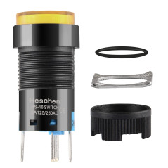 Heschen Interrupteur à bouton-poussoir rond de 16mm, type momentané, 1NO 1NC, Blanc Jaune Bleu Vert Orange Rouge, lampe LED 220V