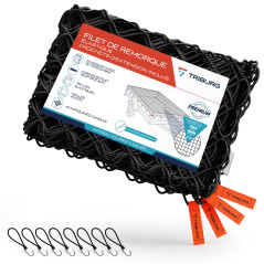 TRIBURG Filet de remorque Extensible 1x2 à 2x3 INCL. 8X Crochets extenseurs - Filet de remorque INCL. 8X tendeurs en Caoutchouc