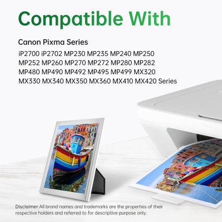 LEMERO 512 513 XL d'encre Compatibles pour Cartouche Encre Canon 512 513 Noir et Couleur pour Canon Pixma iP2700 MP495 MP230 MP2