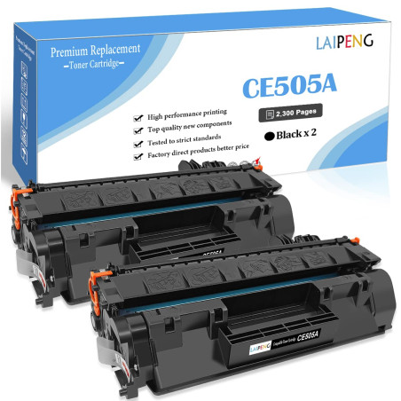 LAIPENG Compatible Cartouche de Toner 05A CE505A 05X CE505X Jusqu'à 2000 Pages pour HP LaserJet P2030 P2035 P2035N P2050 P2055D 
