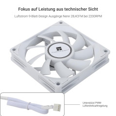 Thermalright TL-9015W ventilateur de boîtier d'ordinateur ventilateur PWM silencieux 4pin PC, 15mm Slimline cooler fan, 2700RPM 
