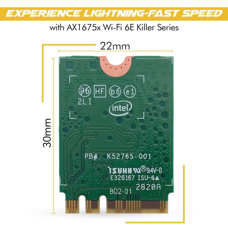 HighZer0 Electronics AX1675x Killer Series Upgraded WiFi 6E Adapter | Gaming WiFi Adapter | M.2 Wifi Card | 2.4 Gbps WiFi for PC