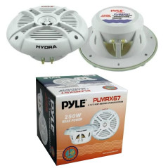 Pyle 2 Haut-PARLEURS PLMRX67 Blanc 2 Voies 250 Watt Max 19,3 cm étanche idéal pour Piscine Bateau Restaurant Pizzeria hôtel Bar 