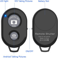 Télécommande Bluetooth d'obturateur de Caméra vec Dragonne, Cliceur Photo Bluetooth Compatible avec i-OS et Android/Phone/Pad/et