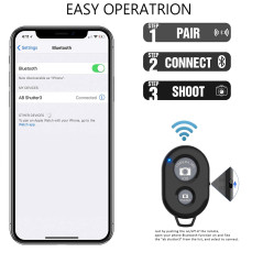 Télécommande Bluetooth d'obturateur de Caméra vec Dragonne, Cliceur Photo Bluetooth Compatible avec i-OS et Android/Phone/Pad/et