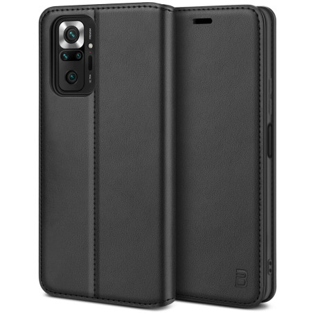 BEZ® Coque pour Redmi Note 10 Pro, Etui Housse pour Xiaomi Redmi Note 10 Pro en Cuir Premium Flip Case Portefeuille, à Rabat ave