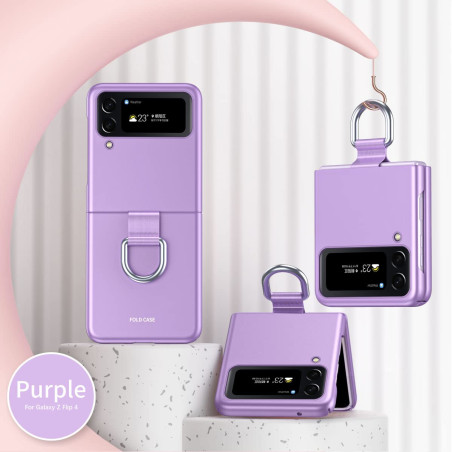 AMWEI Coque pour Samsung Galaxy Z Flip4 (Z Flip 4), Étui Antichoc PC Housse ave Anneau, Très Mince Mat Bumper Protection Case Co