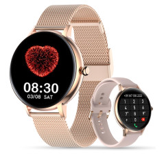 LUNIQUESHOP LSCALL Montre Connectée Femme 1.7" Repondre Appel Smartwatch 2 Bracelets Cadeau Tensiometre Sommeil Fréquence Cardia