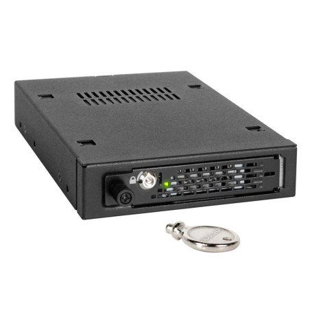 Icy Dock Rack Mobile, boîtier de Rack Amovible métallique pour SSD Or HDD 2.5” SATA/SAS dans 1 Baie de 3.5" avec clé de Verrouil