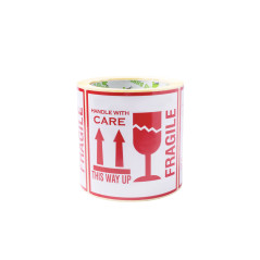 OliveBird 100 Autocollants Fragile Avec Inscription En Anglais "This Way Up Handle With Care" Autocollants, Grande Taille 10 X 1