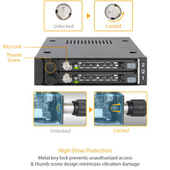 Icy Dock Rack Mobile métallique pour 2 x SSD Or HDD 2.5” SATA/SAS dans 1 Baie de 3.5" avec clé de Verrouillage & vis moletée Ant