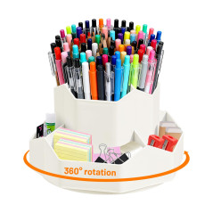 Lvjkes Faire tourner pot crayon, Rangement bureau 9 compartiments, Grande capacité améliorée rotative à 360 °, Peut accueillir d