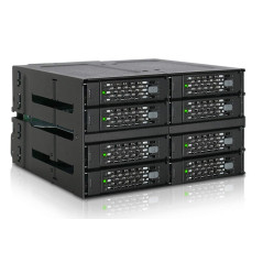 Icy Dock Backplane Cage, boîtier de Rack entièrement métallique pour 8 x SSD Or HDD 2,5” SATA/SAS dans 2 Baies de 5.25” avec con